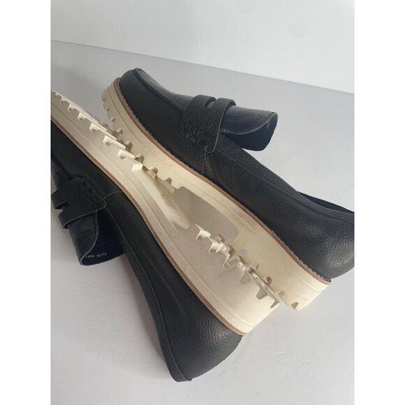 Dolce Vita Black Croc-Embossed Loafers with Cream Sole - Picture 6 of 8